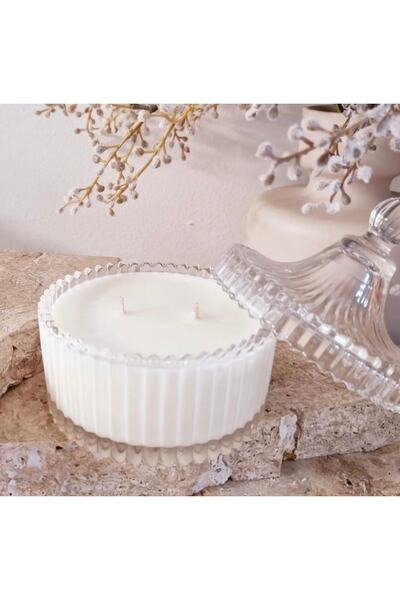 ersu store 8x6cm Cam Içinde Kokulu Çift Fitilli Dekoratif Mum