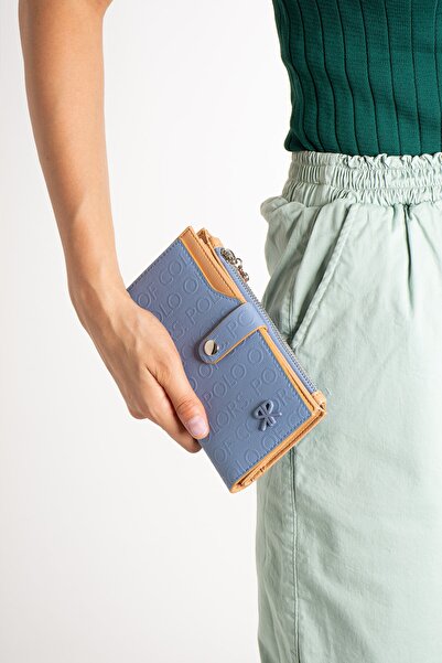 ImPolo Solin Mavi Kadın El Ve Cep Cüzdanı 10x18.5 Ebatında