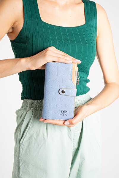 ImPolo Solin Mavi Kadın El Ve Cep Cüzdanı 10x18.5 Ebatında