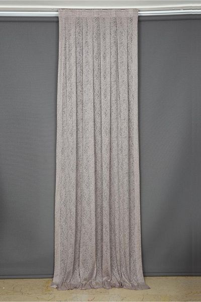 AKÇA TEKSTİL Micro Model Sand Beige Color Single Wing Pleated Background Curtain 75*260 Cm