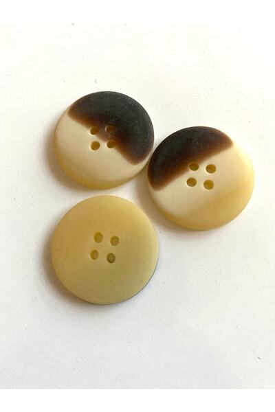 canan dizayn 26 Mm Brown 4-Hole Button on Cream (15 PCS)