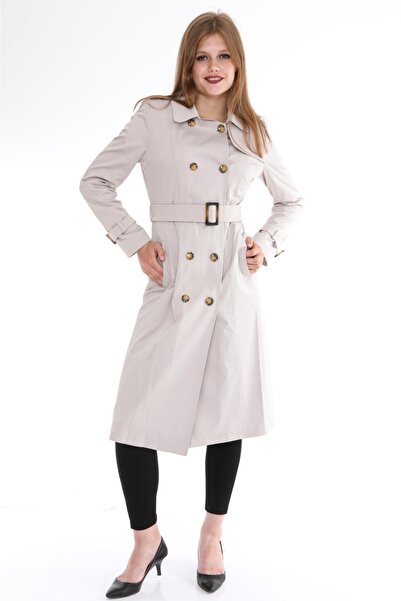 Wazze Düğme Kapamalı Taş Trençkot