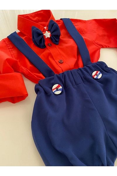 tubibebe Shirt Excluded. Navy Blue Salopet Set (SALOPET BOW TIE AND SOCKS - SHIRT EXCLUDED.)
