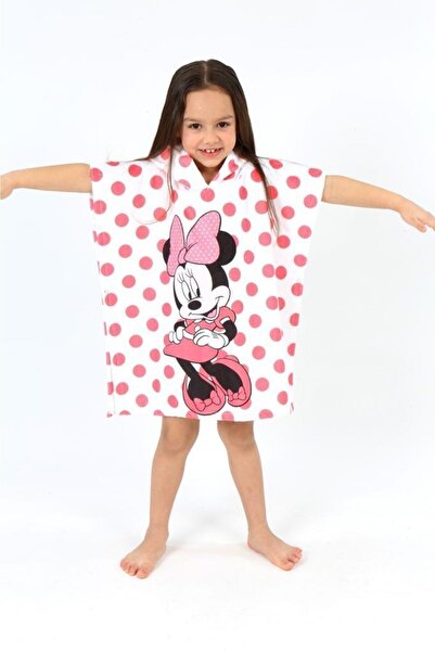 pistyle Girl's Pink and White Mickey Patterned Hooded Towel