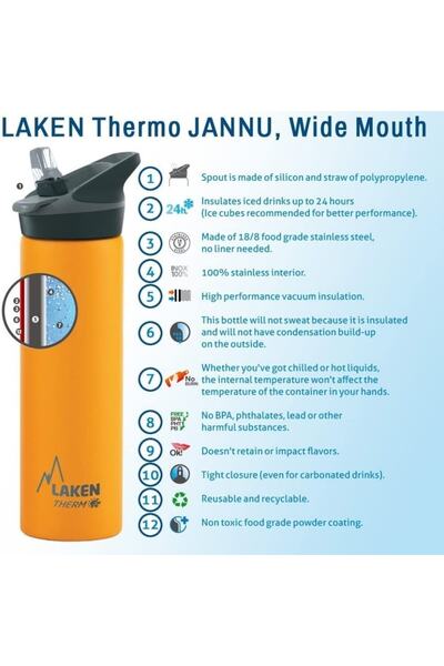 LAKEN ترمس Jannu ستيل أسود 500 مل - Lktj5n