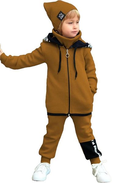 Riccotarz Boy's New Original Cool Beret Tan Tracksuit Suit