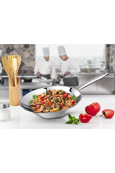 Lines 28 Cm Chef Steel Wok Pan Metal Handle
