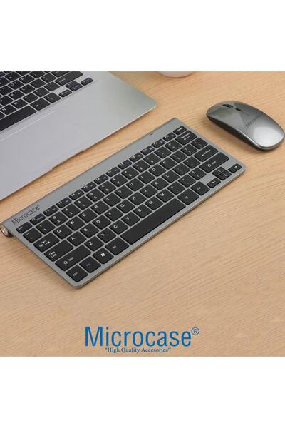 Microcase 2.4 Ghz Wireless Kablosuz Slim Klavye Ve Mouse Seti + Türkçe Klavye Etiketi - Al2770 Gri