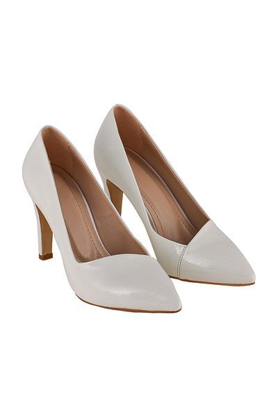 JustBow Pantofi cu toc alb de damă