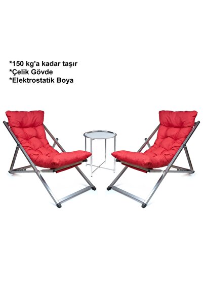 HUNDEMİR Premium Konfor Minderli - Coras Şezlong Seti Bahçe&balkon&teras&plaj...