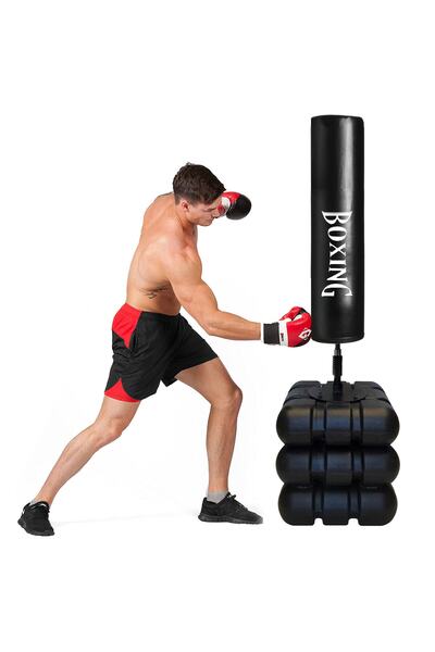 Spor Byfit 175 cm Ayaklı Yaylı Boks Standı Boks Antrenman Eldiveni