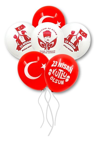 Huzur Party Store 23 April Balloon 50 Pieces 30 Cm National Sovereignty and Children's Day Ataturk Detailed Printing National Holiday
