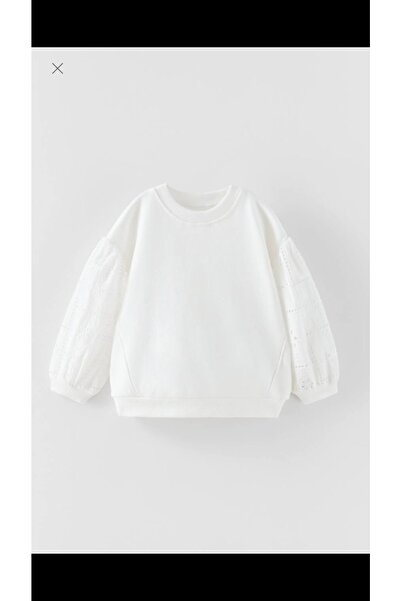 HAVİSA KİDS Kolları Dantelli Beyaz Sweatshirt