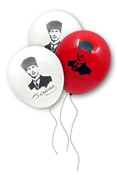 Huzur Party Store بالون أتاتورك 10 قطع 30 سم مصطفى كمال العلم التركي هلال نجم...