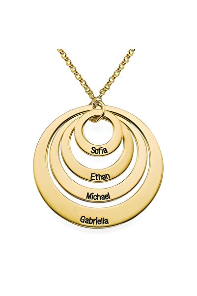 design albatros jewelry Dört Isimli Halka Kişiye Özel Gümüş Kolye