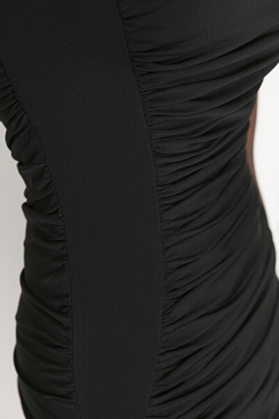 Trendyol Collection Černé pletené elegantní večerní šaty TPRSS22EL1757