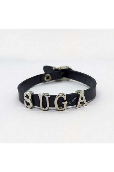 ketnez Black Suga Bts Army Faux Leather 21 Cm Adjustable Bracelet