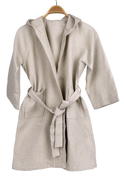 Baveno %100 Pamuk Kapşonlu Pike Çocuk Bornoz