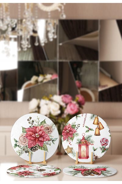Realhomes 4-Piece Rose & Cone Special Designed Placemat & Supla