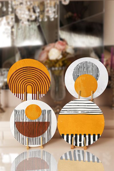 Realhomes 4-Piece Special Design Placemat & Supla with Ethnic Drawing