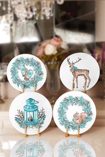 Realhomes 4-Piece Special Design Winter Themed Placemat & Supla