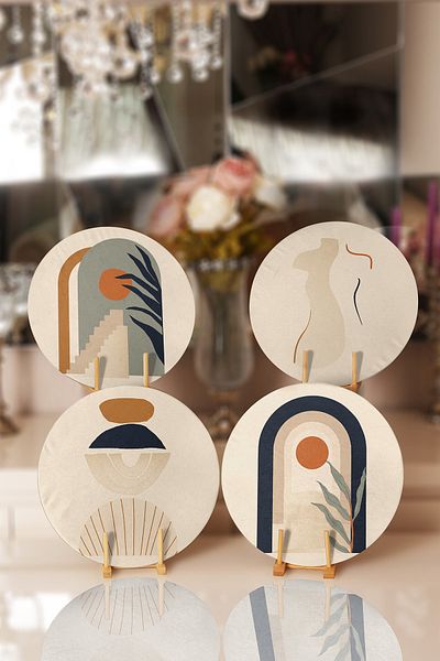 Realhomes 4-Piece Mink Floored Ethnic Drawing Placemat & Supla