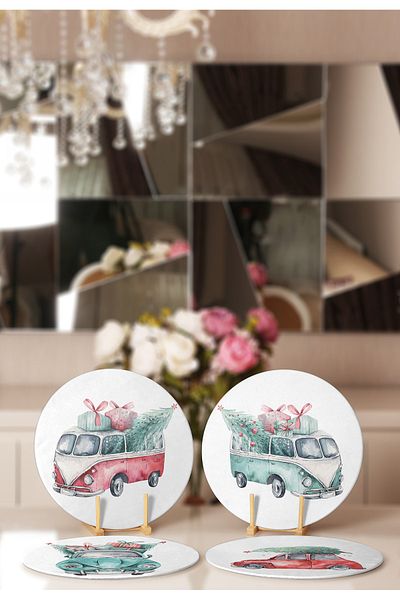 Realhomes 4-Piece Pine Wood Car Patterned Placemat & Supla