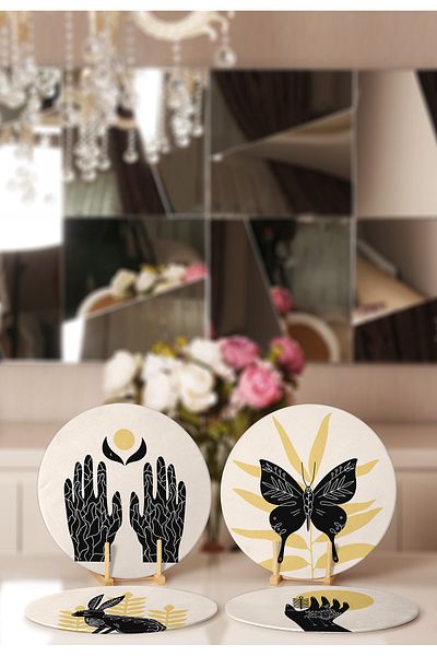 Realhomes 4-Piece Butterfly & Mehndi Special Designed Placemat & Supla