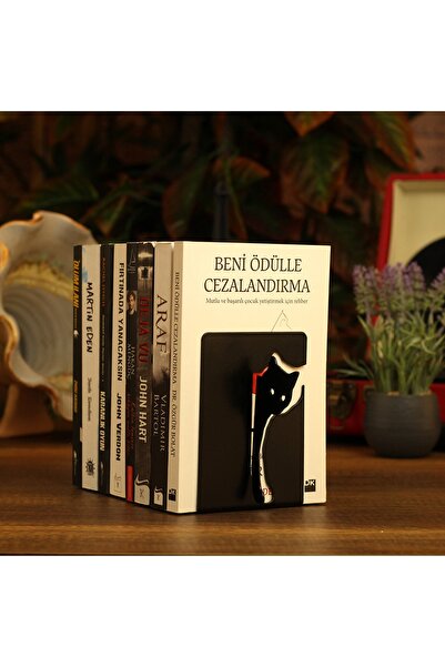 Hobi Demir Sanat Metal Kitap Tutucu Kedi Figürlü Kitap Desteği Dekoratif Kita...