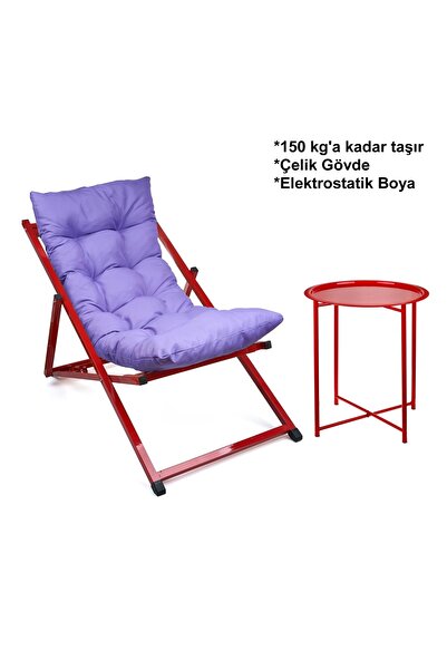 HUNDEMİR Minderli - Tinks Şezlong Seti Bahçe&balkon&teras&plaj Katlanır Set -...