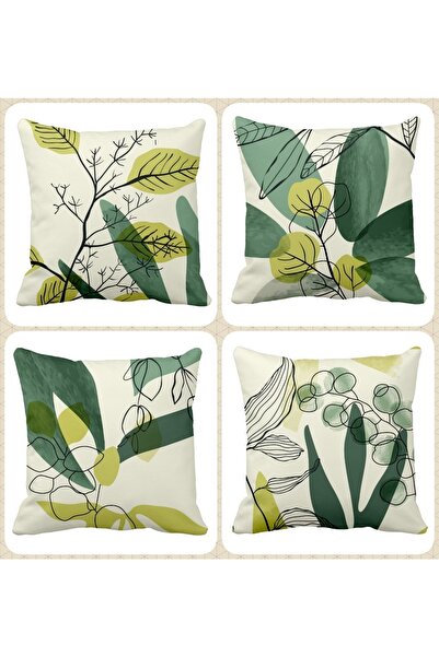 QueenHome Set de cu imprimeu huse de pernă cu model de 4 ramuri și frunze pe ...