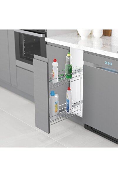 ARON 10cm Yandan Teleskopik Raylı Tezgah Altı Şişelik - Yağdanlık - Deterjanlık (en 10cm)