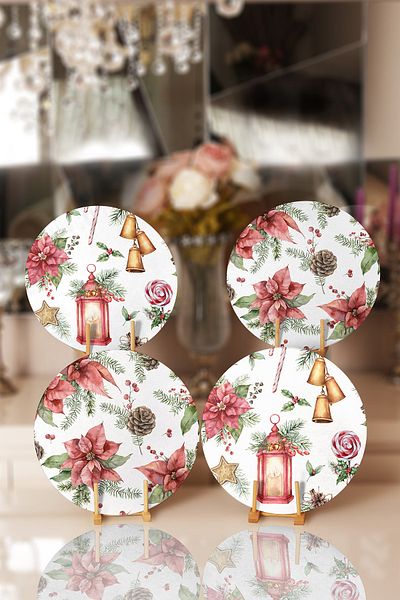 Realhomes 4-Piece Rose & Cone Special Designed Placemat & Supla