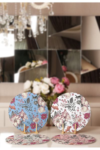 Realhomes 4-Piece Pastel Floor Dried Flower Drawing Placemat & Supla