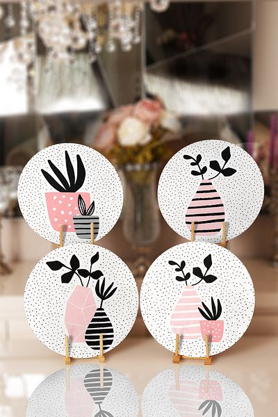 Realhomes 4-Piece Sandblasting Floor Flower Pots Special Design Placemat & Supla