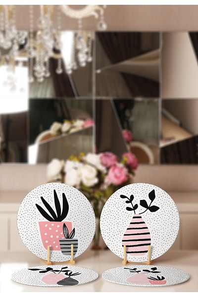 Realhomes 4-Piece Sandblasting Floor Flower Pots Special Design Placemat & Supla