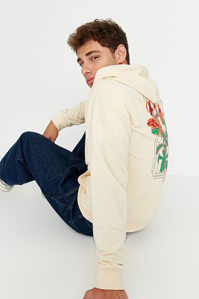 Trendyol Collection Oversize mikina s květinovým potiskem s kapucí - TMNAW22SW0155