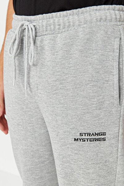 Trendyol Collection Gray Regular/Normal Cut Rubber Leg Cotton Sweatpants Tmnaw23Ea00020
