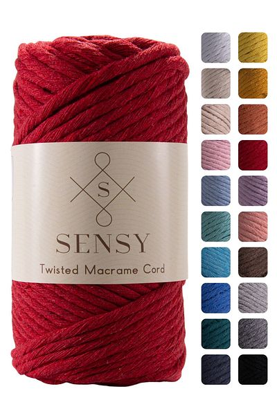SENSY Ață de ață de macrame din bumbac pieptănabil premium Taranan Macrame Roșu