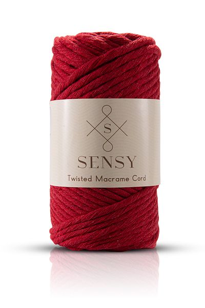 SENSY Ață de ață de macrame din bumbac pieptănabil premium Taranan Macrame Roșu