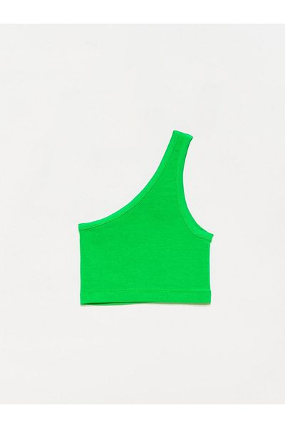 Dilvin 20168 One Shoulder Crop - Ανοιχτό πράσινο