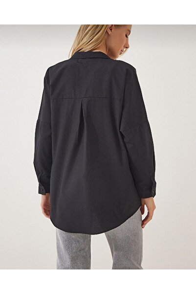 AÈC PRIVÈ Cămașă de bază oversize neagră de damă