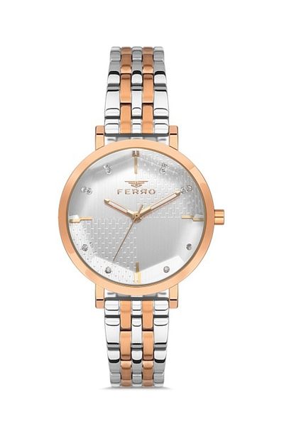 FERRO Rose And Silver Steel Cord Women's Wristwatch Fl21252a-e Fl21252a-e