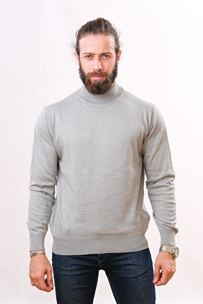 Çukurova Wool Half Fisherman Sweater - Light Gray