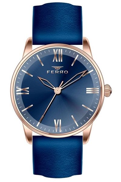 FERRO Navy Blue Leather Cord Women's Wristwatch F21182b-t F21182b-t
