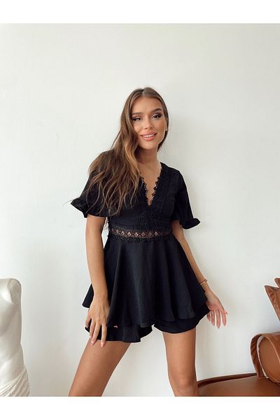 MY DEPO Γυναικείο Μίνι Φόρεμα με Δαντελένιο Σορτς