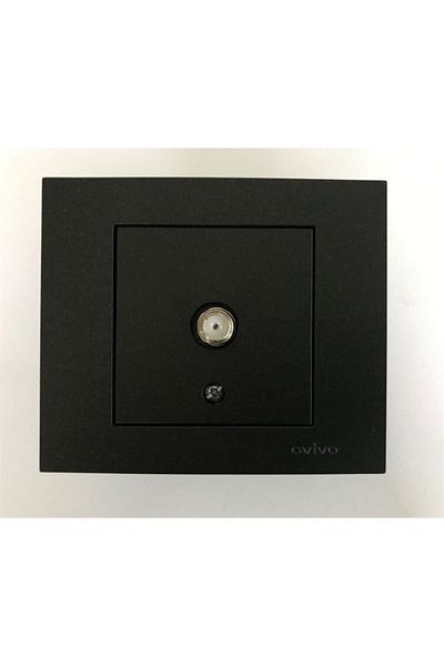 OVİVO Grano Black F Type Tv Socket - Satellite Mechanism and Framed