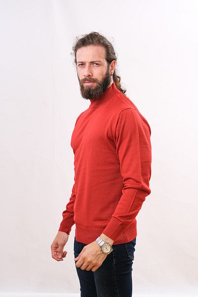 Çukurova Wool Half Fisherman Sweater - Red