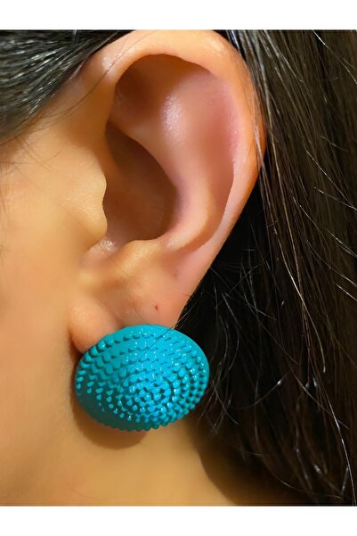 JustGAF أقراط معدنية مستديرة باللون الأخضر (زوج)