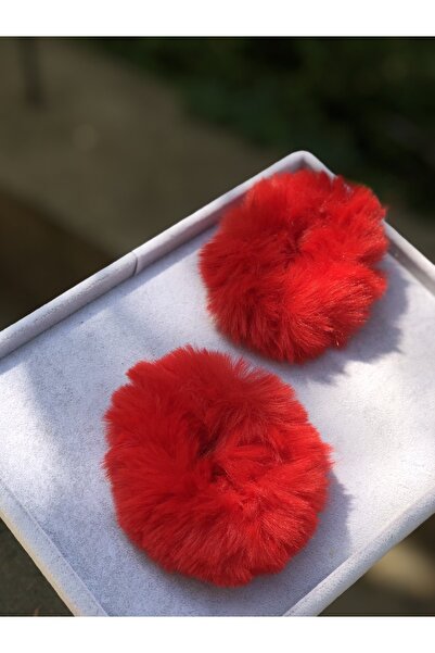 2'li Peluş Lastik Toka Kırmızı